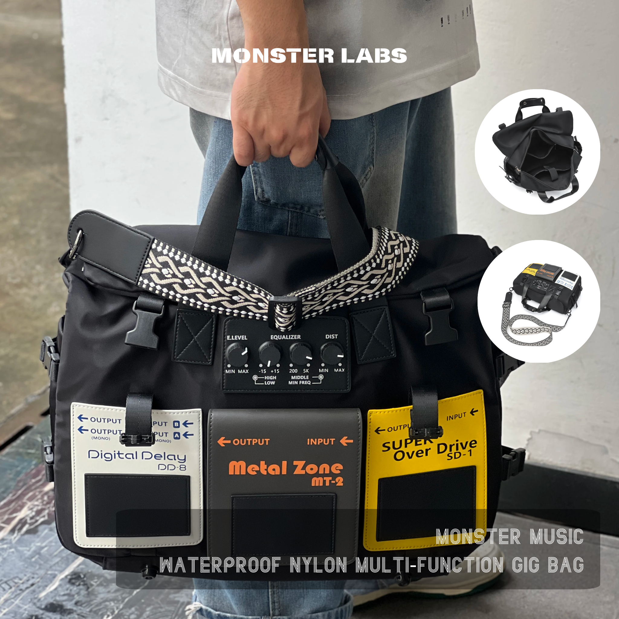 Monster Music Large Pedal Board Gig Bag, Waterproof Nylon